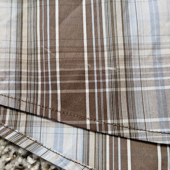 Ariat Rebar Brown Plaid Short Sleeve Button Down Shirt Large Tall Western Cowboy - Picture 9 of 13